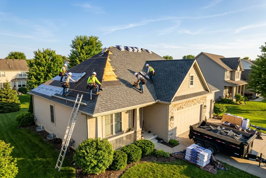 Roof & Nail roof replacement in progress in Southaven